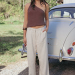 Linen Pants | High-Rise Pleated Casual Trousers 0