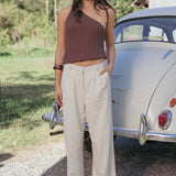 Linen Pants | High-Rise Pleated Casual Trousers 0