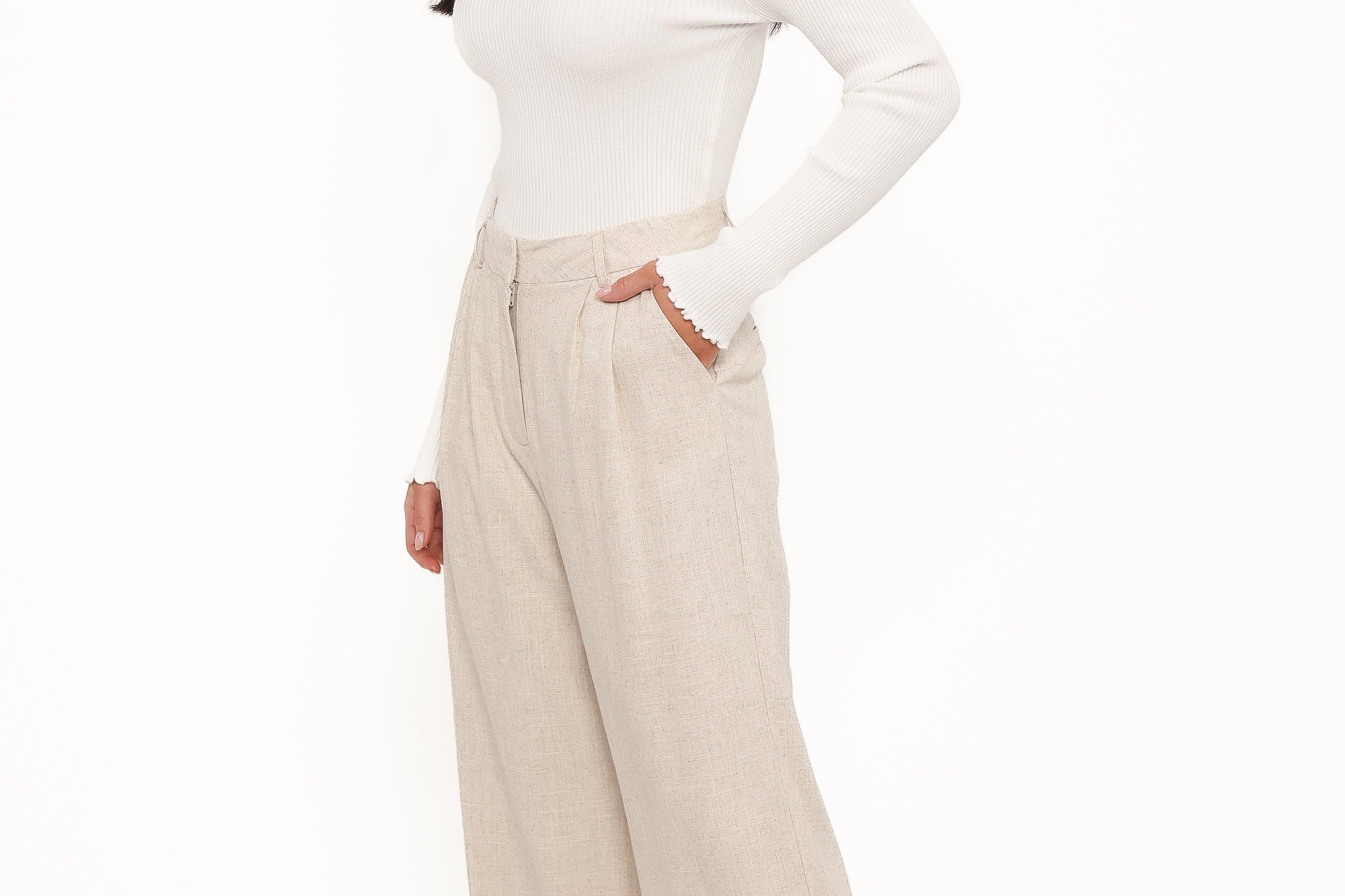 Linen Pants | High-Rise Pleated Casual Trousers 3