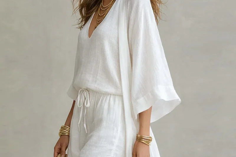 Linen Three Piece Set | Effortless Chic Summer Ensemble | Flattering Relaxed Fit 1