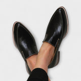 Loafers | Elegant Pointed Toe Slip-On Shoes | Comfortable Stacked Flat Heel 0