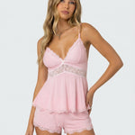 Lounge Set | Lace Trim Cami and Shorts | Elegant and Comfortable 0