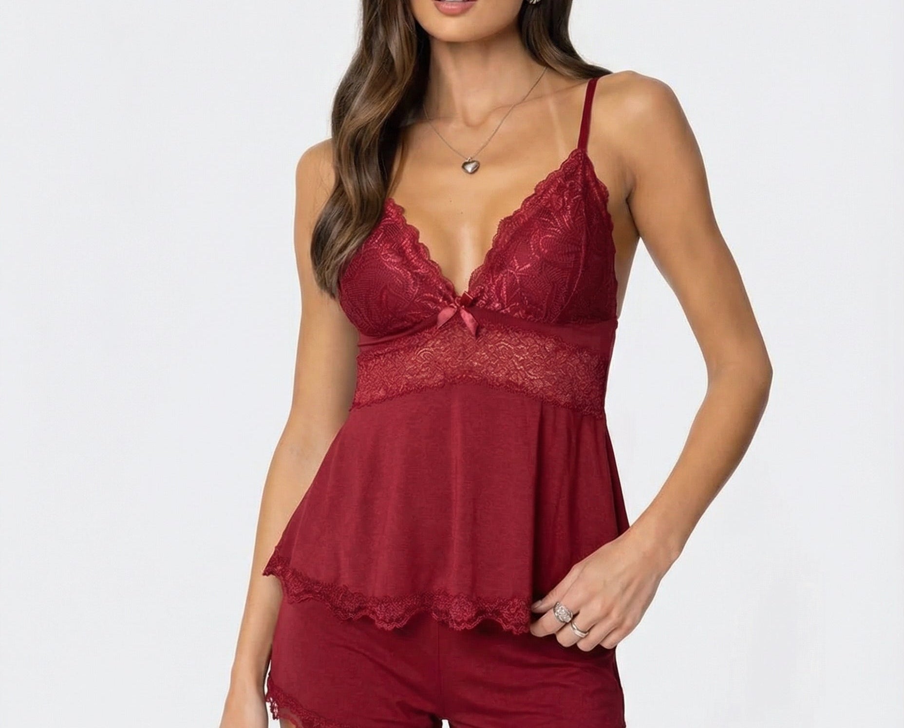 Lounge Set | Lace Trim Cami and Shorts | Elegant and Comfortable 4