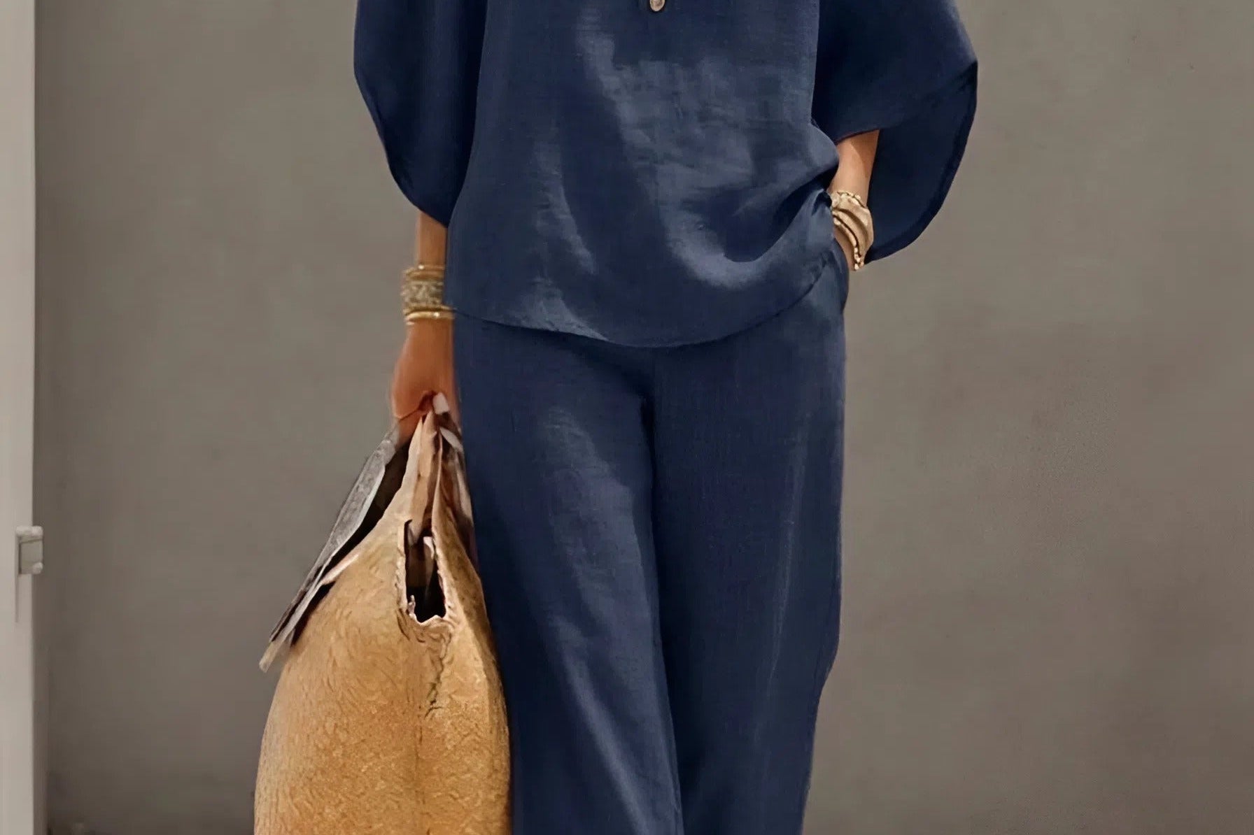 Loungewear | Dramatic Kimono Sleeve Two Piece Set | Relaxed Wide Leg Pants 1