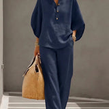 Loungewear | Dramatic Kimono Sleeve Two Piece Set | Relaxed Wide Leg Pants 1