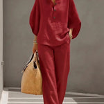Loungewear | Dramatic Kimono Sleeve Two Piece Set | Relaxed Wide Leg Pants 5
