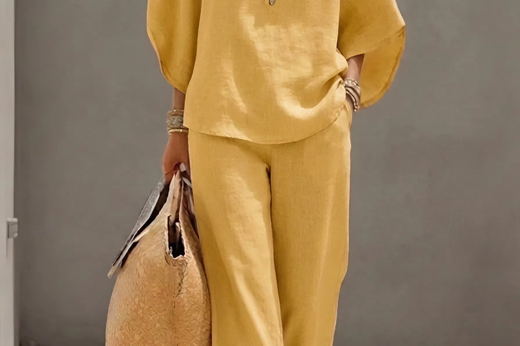 Loungewear | Dramatic Kimono Sleeve Two Piece Set | Relaxed Wide Leg Pants 6