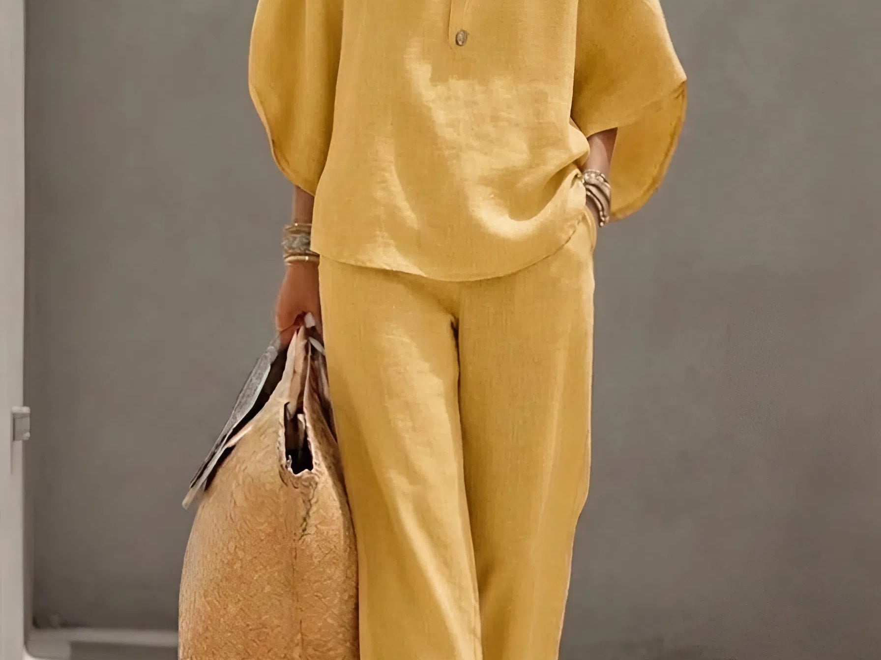 Loungewear | Dramatic Kimono Sleeve Two Piece Set | Relaxed Wide Leg Pants 6