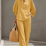 Loungewear | Dramatic Kimono Sleeve Two Piece Set | Relaxed Wide Leg Pants 6