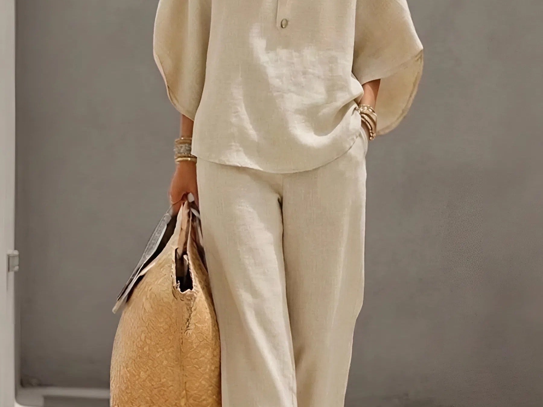 Loungewear | Dramatic Kimono Sleeve Two Piece Set | Relaxed Wide Leg Pants 8