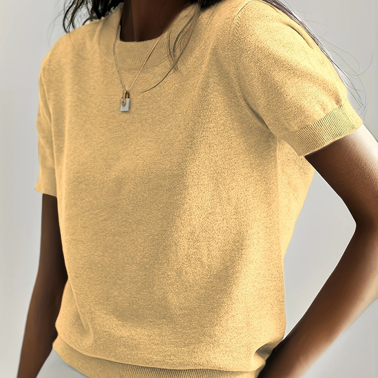 Women's Knit Crew Neck T-Shirt | Soft Short-Sleeve Everyday Top