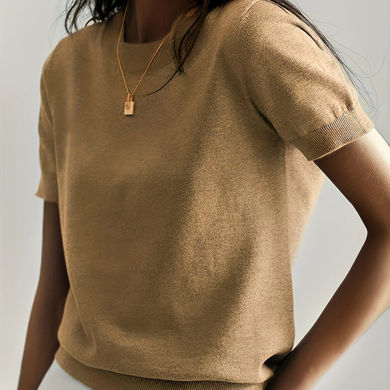 Women's Knit Crew Neck T-Shirt | Soft Short-Sleeve Everyday Top