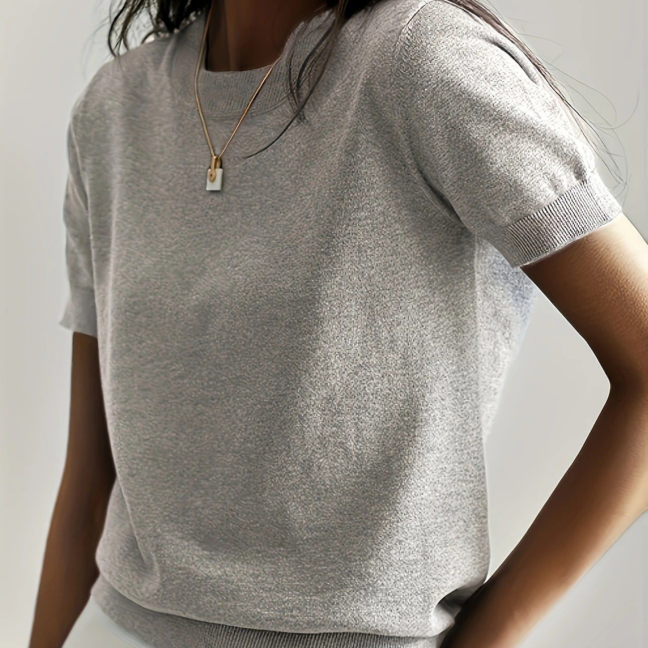 Women's Knit Crew Neck T-Shirt | Soft Short-Sleeve Everyday Top