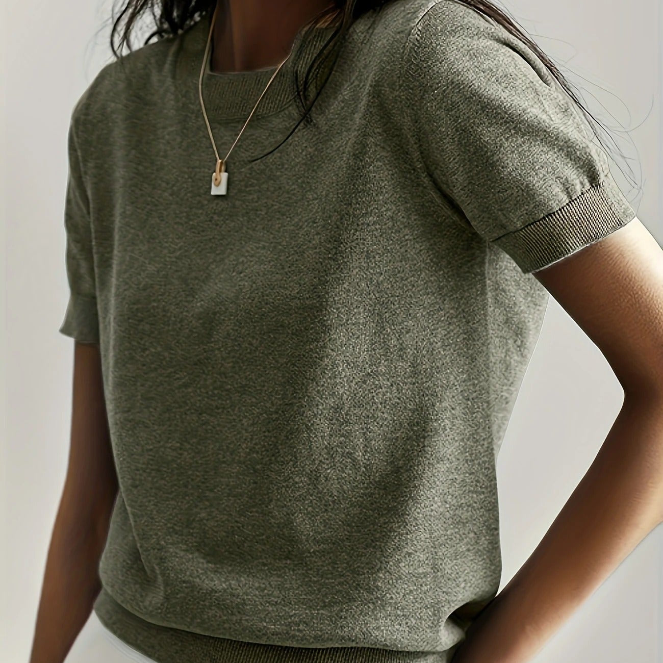 Women's Knit Crew Neck T-Shirt | Soft Short-Sleeve Everyday Top