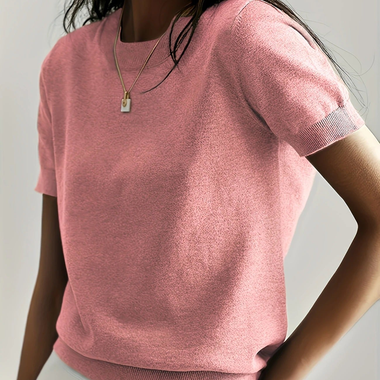 Women's Knit Crew Neck T-Shirt | Soft Short-Sleeve Everyday Top