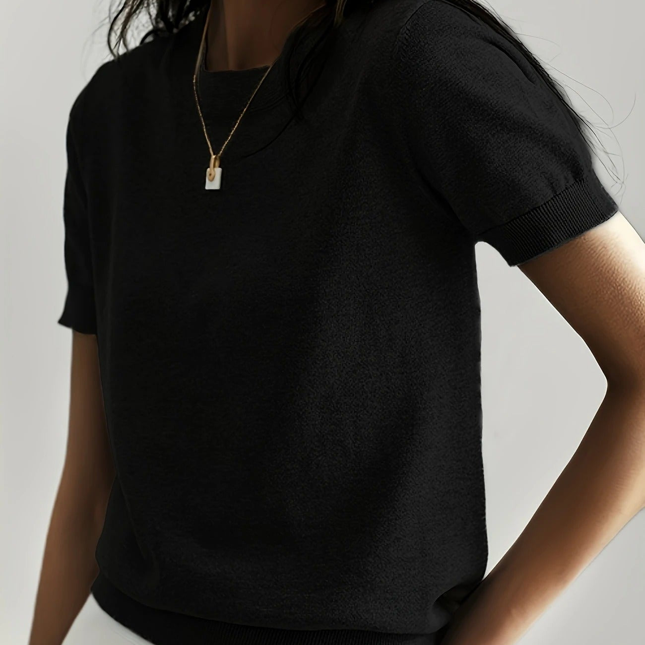 Women's Knit Crew Neck T-Shirt | Soft Short-Sleeve Everyday Top