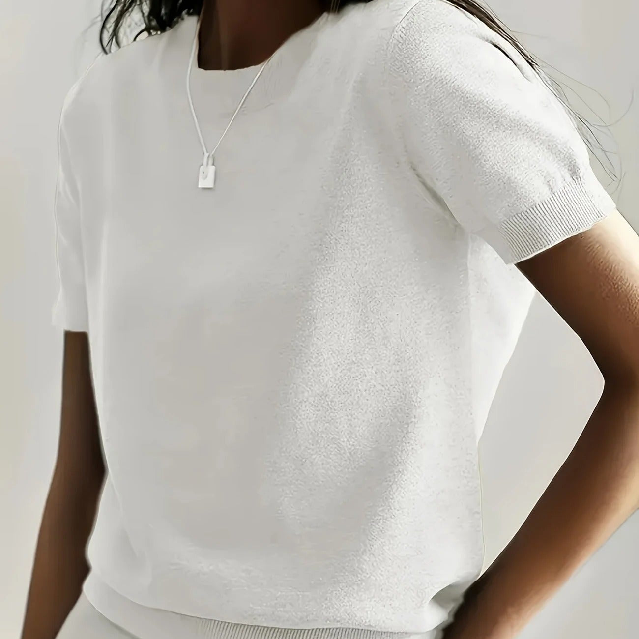 Women's Knit Crew Neck T-Shirt | Soft Short-Sleeve Everyday Top