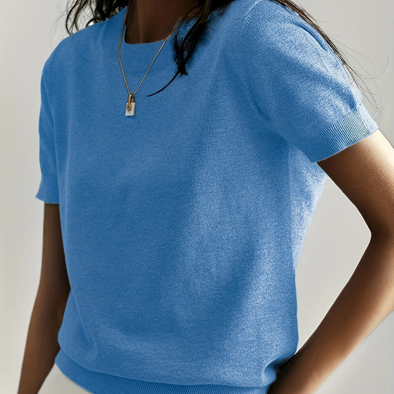 Women's Knit Crew Neck T-Shirt | Soft Short-Sleeve Everyday Top