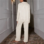 Women's Satin Striped Pajama Lounge Set - Gallery