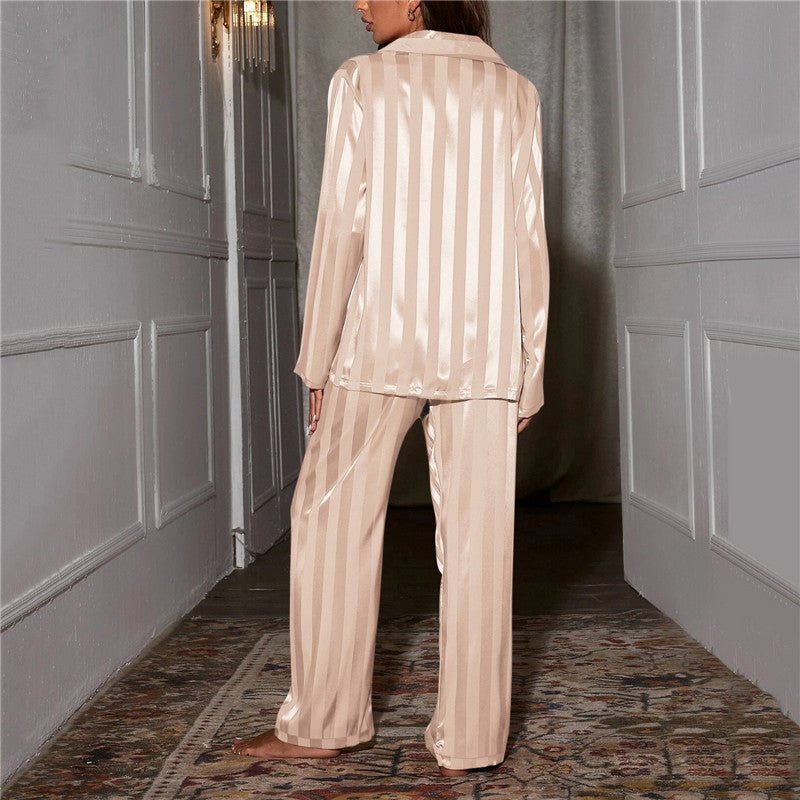 Women's Satin Striped Pajama Lounge Set - Style