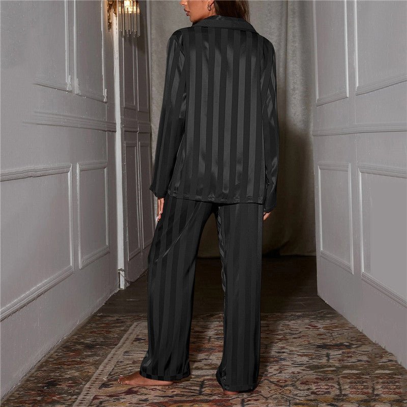 Women's Satin Striped Pajama Lounge Set - Model