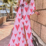 Maxi Dress | Abstract Print Long Summer Dress with Flowy Kimono Sleeves 4