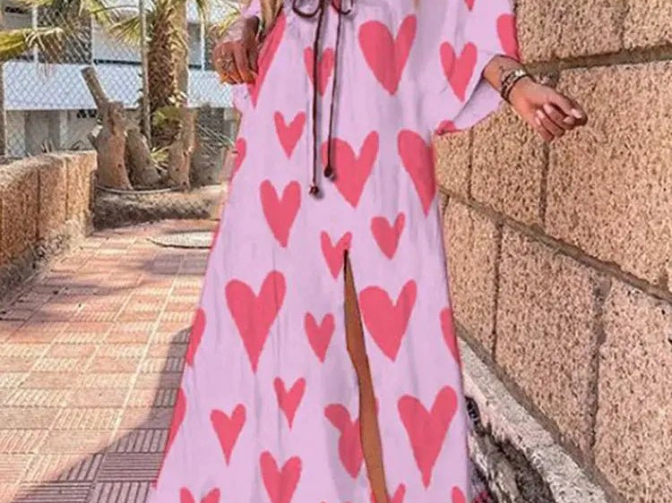 Maxi Dress | Abstract Print Long Summer Dress with Flowy Kimono Sleeves 4