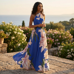 Maxi Dress | Asymmetric Halter Neckline Elegant Floor-Length Gown 6