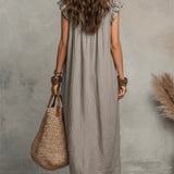 Maxi Dress | Bohemian Ruffle V-Neck Long Dress with Sleeves 8