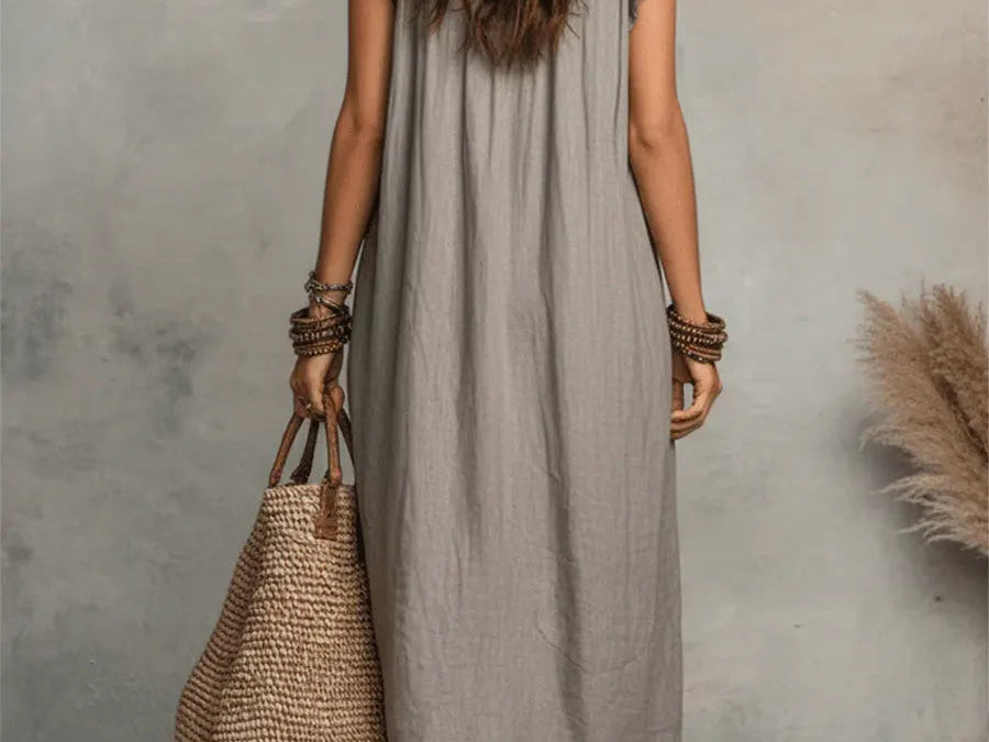 Maxi Dress | Bohemian Ruffle V-Neck Long Dress with Sleeves 8