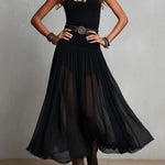 Maxi Dress | Boho Style Long Dress with Sheer Tulle Skirt and Fitted Bodice 2