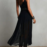 Maxi Dress | Boho Style Long Dress with Sheer Tulle Skirt and Fitted Bodice 4