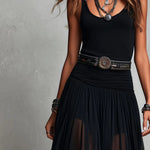 Maxi Dress | Boho Style Long Dress with Sheer Tulle Skirt and Fitted Bodice 7