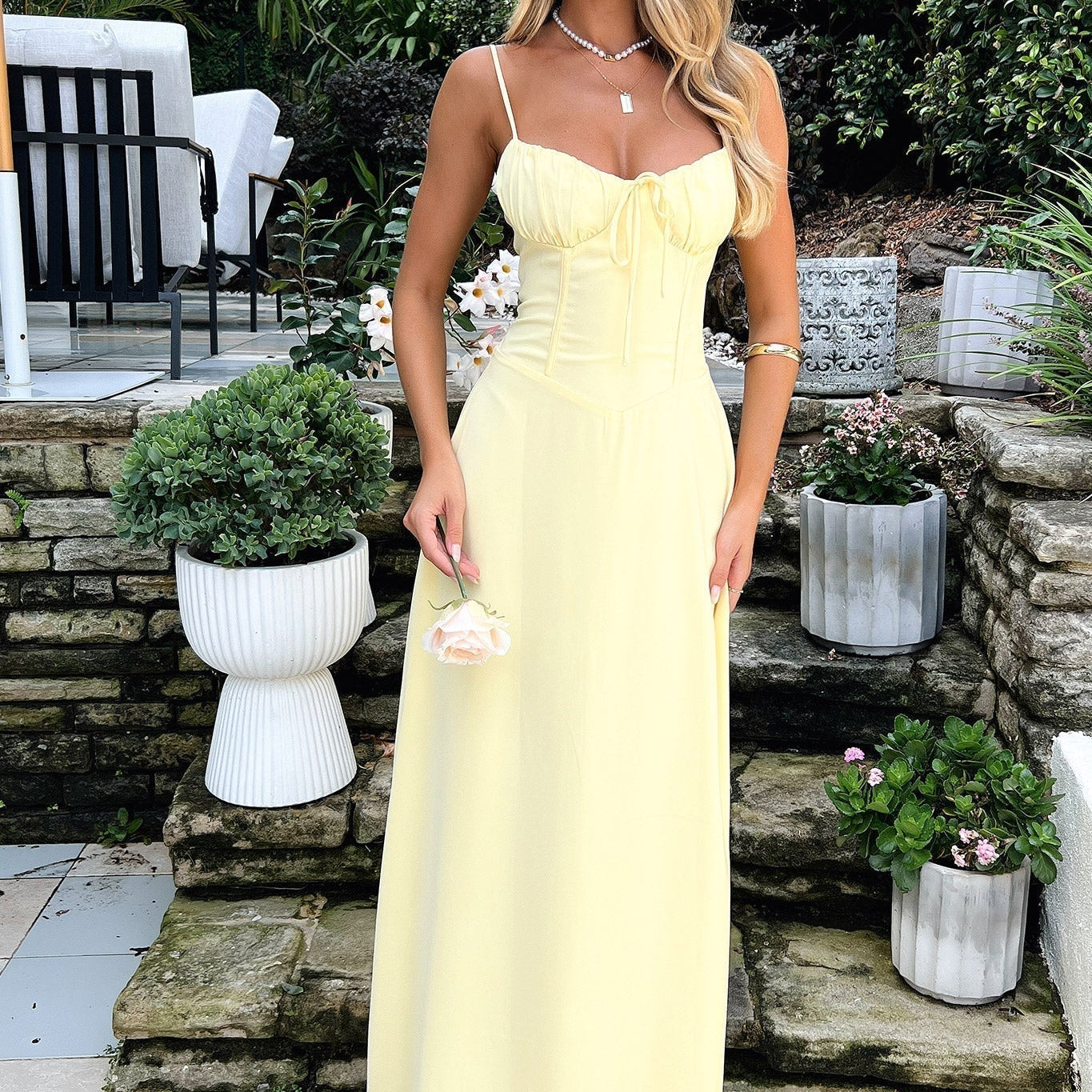 Maxi Dress | Crossed Design Long Summer Dress | Elegant Flowing Fit 1