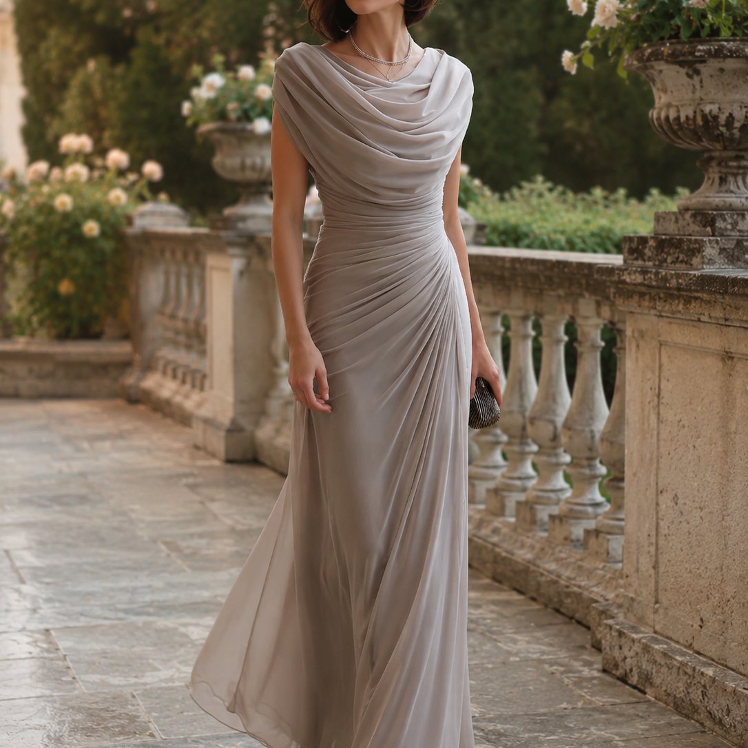 Maxi Dress | Elegant Draped Wedding Guest Dress with Flattering Silhouette 1