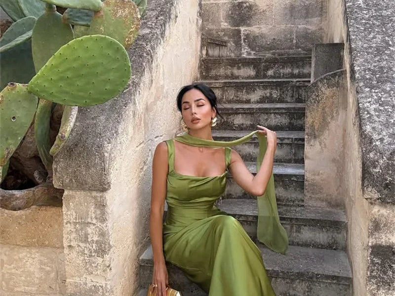 Maxi Dress | Elegant Flowing Wedding Guest Gown | Chic Formal Design 1