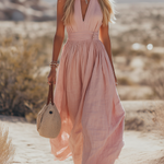 Maxi Dress | Elegant Halter Neck Summer Gown | Flowy Relaxed Fit Long Dress 0