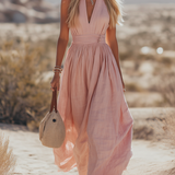 Maxi Dress | Elegant Halter Neck Summer Gown | Flowy Relaxed Fit Long Dress 0