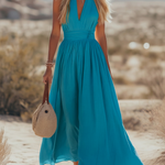 Maxi Dress | Elegant Halter Neck Summer Gown | Flowy Relaxed Fit Long Dress 1