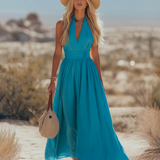 Maxi Dress | Elegant Halter Neck Summer Gown | Flowy Relaxed Fit Long Dress 2