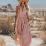 Maxi Dress | Elegant Halter Neck Summer Gown | Flowy Relaxed Fit Long Dress 3