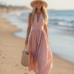 Maxi Dress | Elegant Halter Neck Summer Gown | Flowy Relaxed Fit Long Dress 6