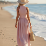 Maxi Dress | Elegant Halter Neck Summer Gown | Flowy Relaxed Fit Long Dress 7