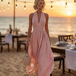 Maxi Dress | Elegant Halter Neck Summer Gown | Flowy Relaxed Fit Long Dress 8