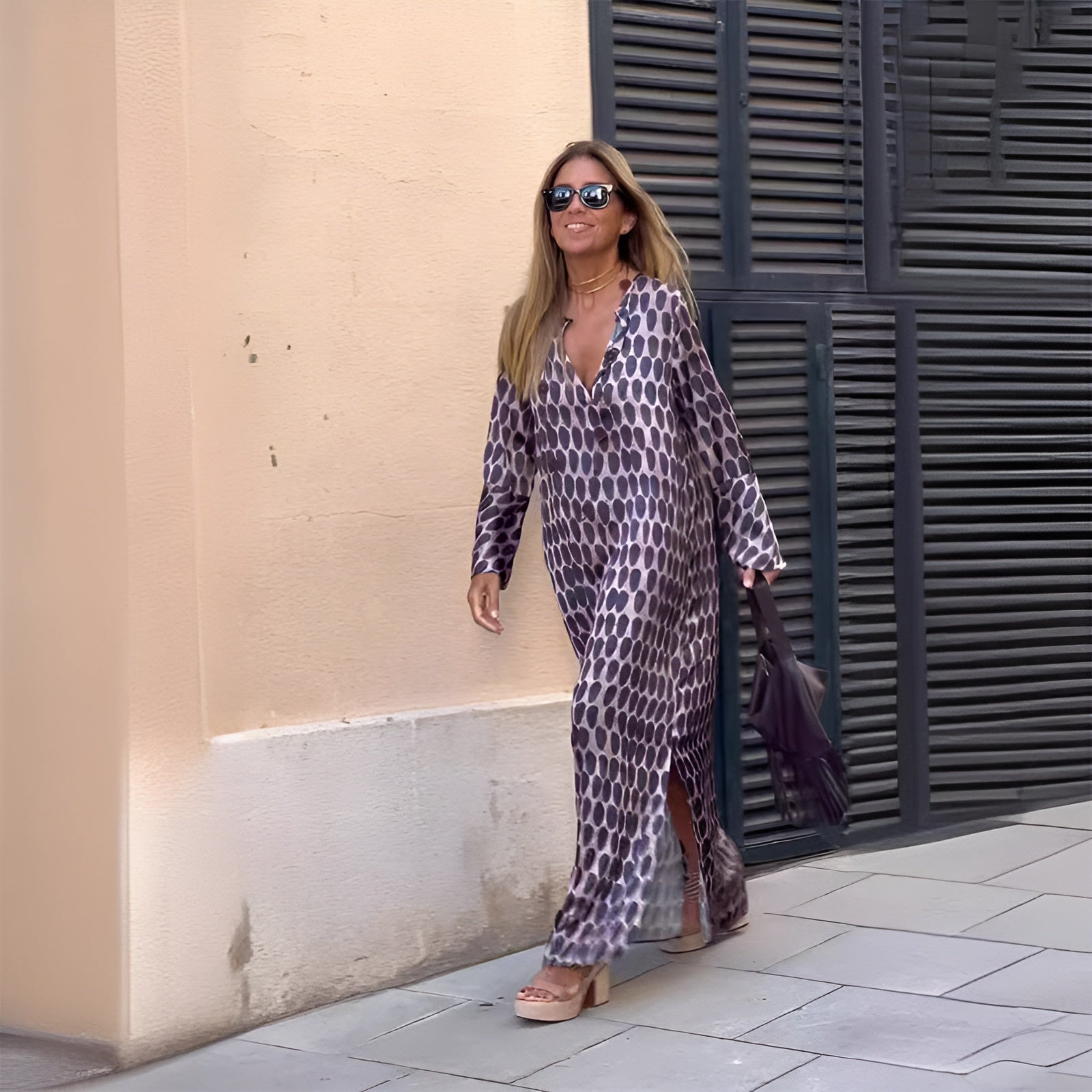 Maxi Dress | Elegant Long Sleeve Maxi Dress with Fluid Fit 0