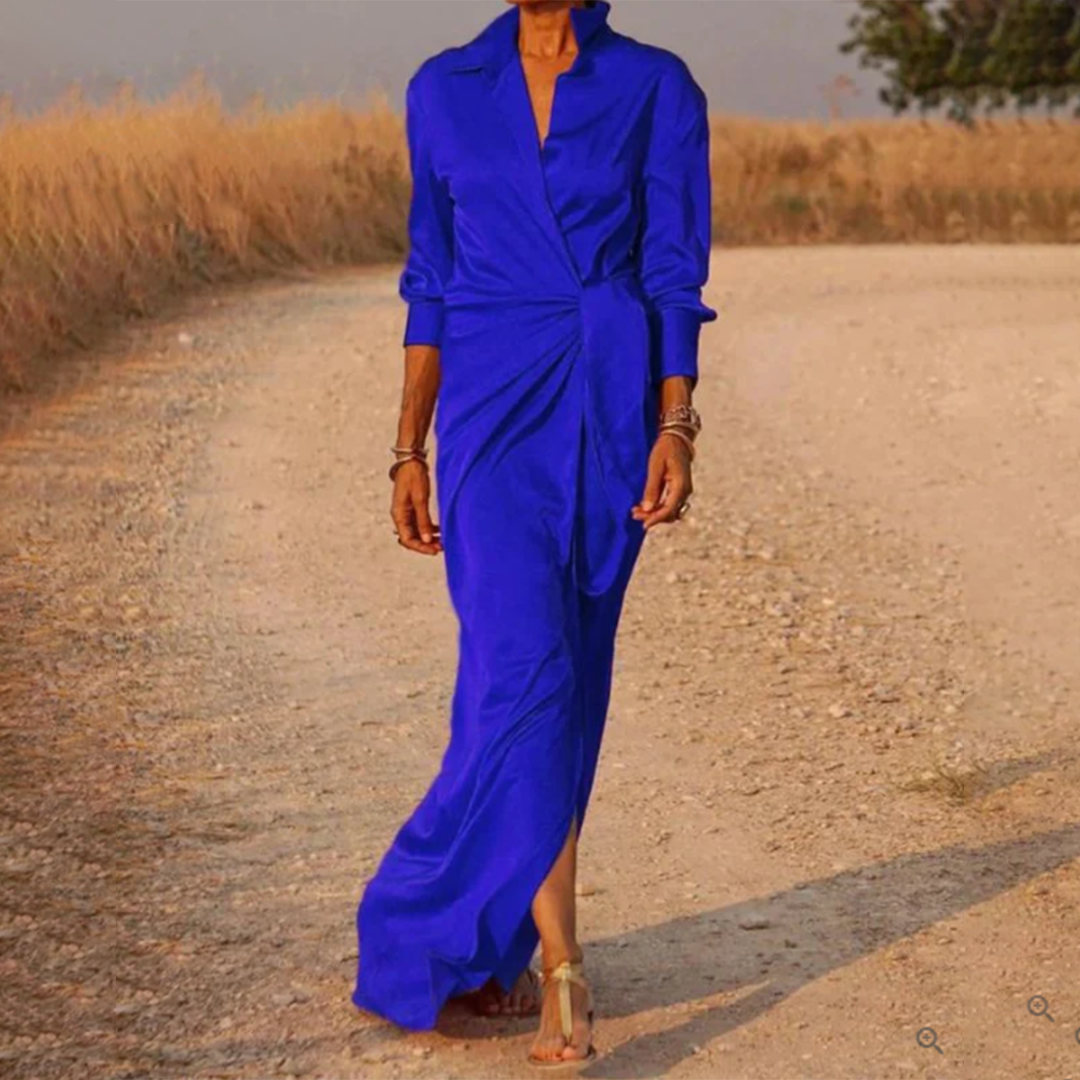 Maxi Dress | Elegant Long Sleeve Wrap Dress with Belt | Flowy and Versatile 1
