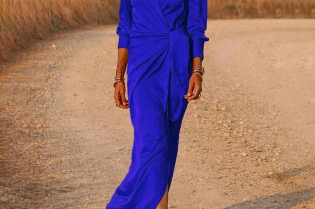 Maxi Dress | Elegant Long Sleeve Wrap Dress with Belt | Flowy and Versatile 1