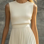 Maxi Dress | Elegant Sleeveless Long Dress with Flowy Pleated Hem 2
