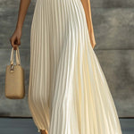 Maxi Dress | Elegant Sleeveless Long Dress with Flowy Pleated Hem 3