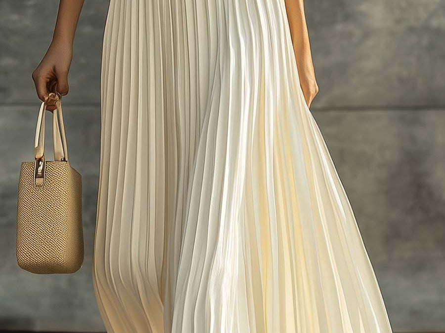 Maxi Dress | Elegant Sleeveless Long Dress with Flowy Pleated Hem 3